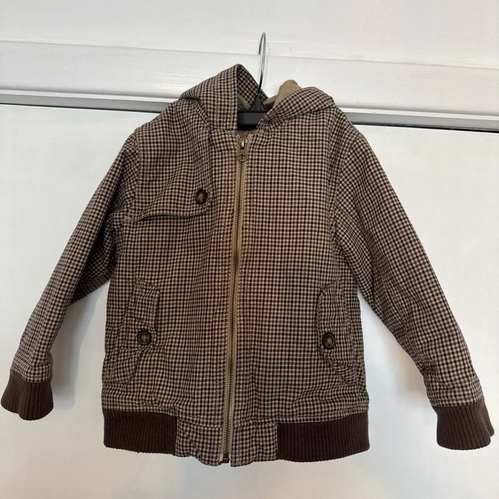 Baby Gap Brown Checkered Kids Jacket- 4T